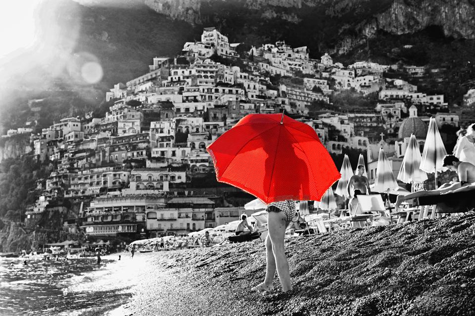 Girl with red umbrella